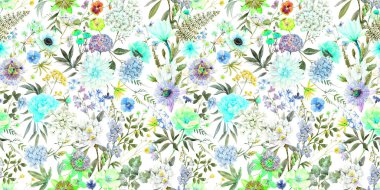 Renkli Resimli Desen Çiçekleri arkaplanı