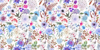 Renkli Resimli Desen Çiçekleri arka plan tasarımı