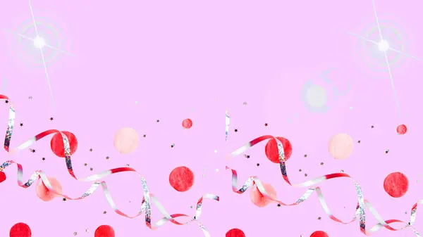 Pink Modern arka planda kırmızı toplar ve kurdele