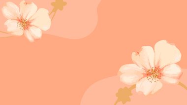 Basit arkaplan tasarımında Şeftali Suluboya çiçeği