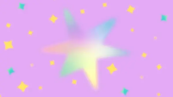 Çok renkli arkaplanda yeşil ve sarı renkli yıldızlar