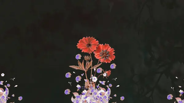 Şeftali ve mor estetik çiçek heykeli vazo tasarımı