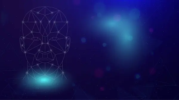 Soyut yapay zeka yüz tanıma teknolojisi arka plan tasarımı