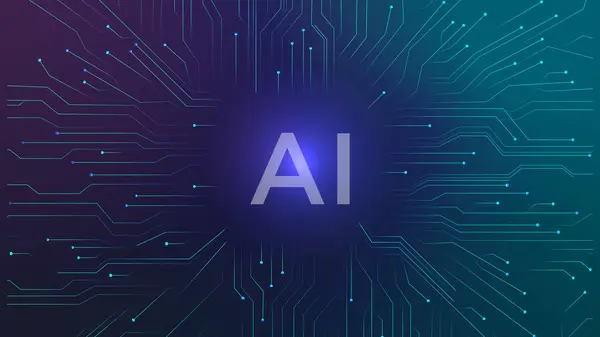 Devre kartı çizgileri olan yapay zeka arka plan tasarımı