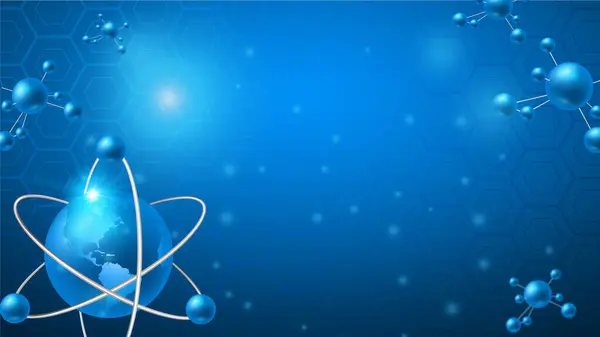 Dijital arkaplan tasarımını birleştiren elementlere sahip mavi soyut bilim dünyası