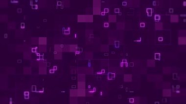 Yanıp sönen mozaik fayanslar mor şekiller gelecekteki teknolojik arkaplan animasyon video hareketi grafiği