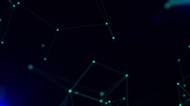 Mavi dijital bağlantı noktaları ile çizgiler teknoloji arkaplan animasyon video hareketi grafiği