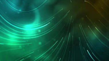 Parlayan çizgiler ve parlak neon ışıkları olan modern teknoloji hareketli dalgalarla geleceksel arka plan animasyonu