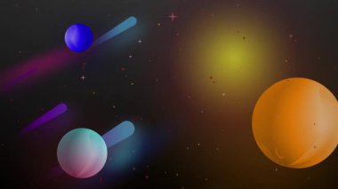Çoklu renk şekilli uzay nesneleri canlandırılmış arkaplan hareketi grafiği