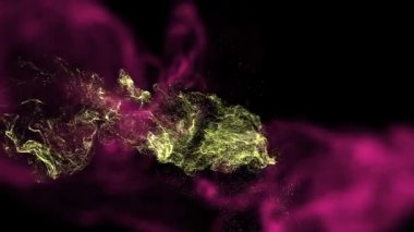 Altın ve mehroon sıvı duman parçacıkları başlığı arka plan animasyon video hareketini grafiksel olarak gösterir