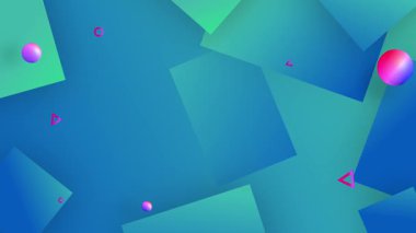 Geometrik şekilli mavi ve yeşil kağıt katmanları canlandırılmış arkaplan başlıkları hareketli görüntü grafiği