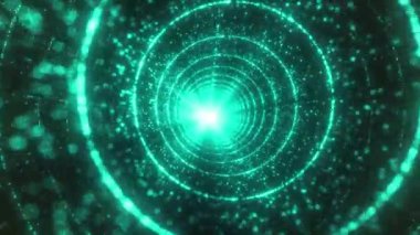 Soyut yuvarlak tünel efekti parlak parçacıklar arkaplan canlandırma video hareketi grafiği