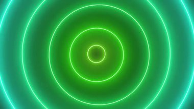 Yeşil ve turkuaz parlayan neon daireler arka plan animasyonunu canlandırdı video hareketi grafiği