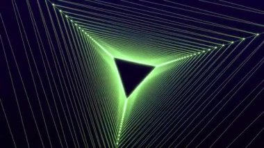 Parlak ışık ve çizgileri olan soyut üçgen tünel canlandırılmış video hareketi grafiği