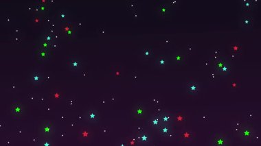 Düz renkli parlayan yıldızlar animasyon arkaplan hareketli video grafiği