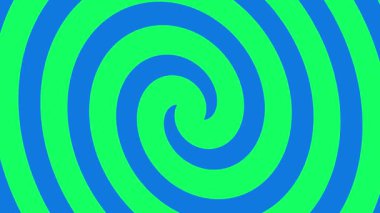 Yeşil ve mavi düz spiral hipnotize etme şablonu canlandırılmış arka plan hareketli video grafiği