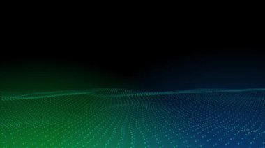 Kusursuz döngü fütüristik mavi ve yeşil parçacık dalgaları teknolojisi arka planı