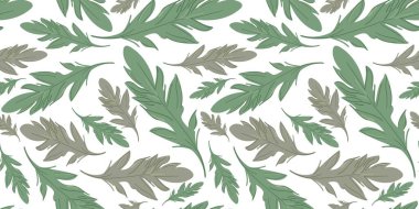 Beyaz Arkaplan Doğası İlham Veren Tekstil Tasarımı Üzerine Zarif Yeşil ve Bej Tonlu Kusursuz Pastel Yaprak Deseni
