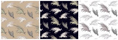 Tarafsız, Karanlık ve Açık Tonlar Dekoratif Tekstil ve Duvar Kağıdı Tasarımında Zarif Boho Tüy Örnekleri