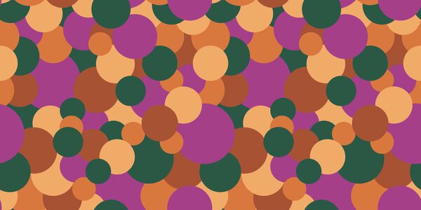 Trendy seamless abstract pattern with colorful geometric circles. Modern fashionable background for textiles, wallpapers, packaging, and digital designs