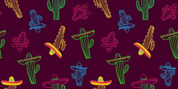 Cinco de mayonez desensiz koyu arka planda sombrero giyimli kaktüs Meksika Fiesta parti tasarımları, baskılar ve dekorasyonlar için mükemmel.