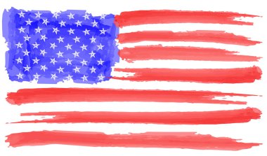 suluboya Amerikan bayrak vektörü yumuşak pastel renklere sahip, beyaz arka planda izole edilmiş ABD sembolü vatanseverlik bayramı, bağımsızlık günü, gaziler için