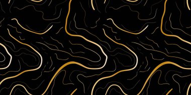 Markalaşma, ambalaj, duvar kağıtları, tekstil, dijital tasarım ve dekor için zengin altın damarlı, kusursuz siyah mermer deseni.