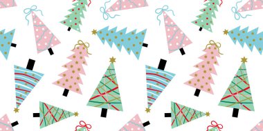 soyut sanat kusursuz noel ağacı desenli pastel renkler web tasarımı tekstil kağıdı için beyaz zemin