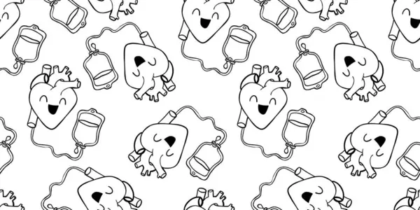 Kusursuz kan bağışı hayat kurtaran siyah ana hatlar ve kan torbaları beyaz arka plan tıbbi çizimlerinde.