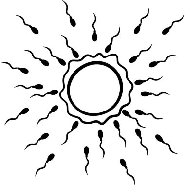 ovum ve spermatozoa siyah çizgi sanat illüstrasyonu insan gübreleme ve üreme kavramı biyoloji tıp bilimi grafik tasarımı yeni yaşam yaratımı