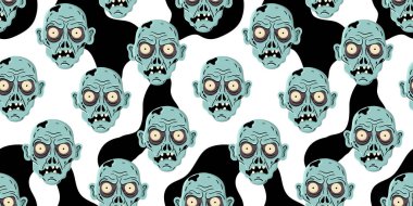 Ölümsüz canavar yüzü tasarımı korku temalı tekstil baskıları ve şenlikli arka planlar için idealdir. Zombi kafası kusursuz beyaz arka plan.