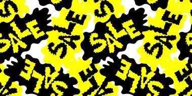 Şık, sade, sade, koyu siyah harflerle, akışkan sarı ve beyaz soyut arka plan modern perakende tasarımı.