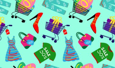 Elbise ayakkabılarıyla kusursuz alışveriş kalıpları alışveriş arabaları ve indirim yüzdeleri Kara Cuma perakende tasarımı