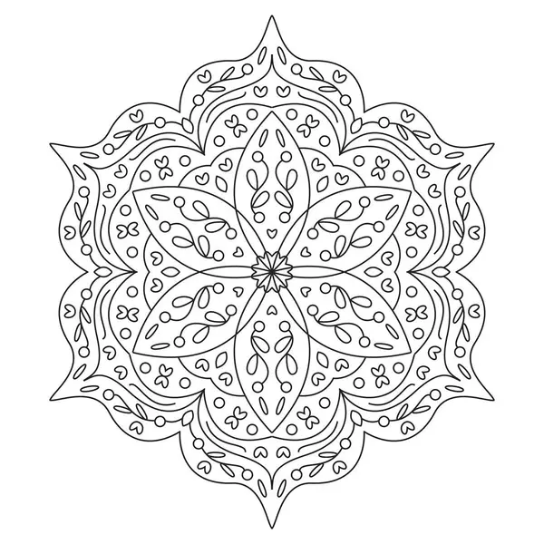 Karışık Çizgi Sanatı ile Mandala Boyama Sayfası. Renklendirme için tasarlanmış güzel bir vektör mandala çizimi. Bu karmaşık çizgi sanatı mandala detaylı simetrik kalıplar içerir, rahatlama, farkındalık ve yaratıcı ifade için mükemmeldir.. 