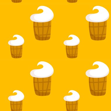 Waffle külahında vanilyalı beyaz dondurma ile kusursuz desen.