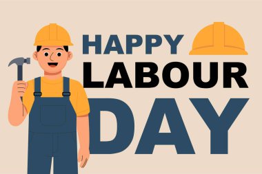 İşçi Bayramı 'nı kutlayan bir şef, doktor ve inşaat işçisinin renkli dizayn karakterleri, çeşitli temel meslekleri sembolize ediyor..