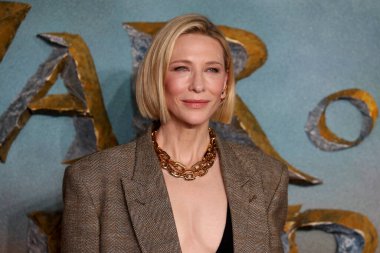 Cate Blanchett, Yüzüklerin Efendisi Rohirrim Savaşı 'nın dünya prömiyerine 3 Aralık 2024' te Londra, İngiltere 'de Odeon Luxe Leicester Meydanı' nda katıldı..