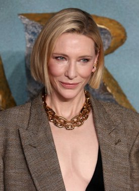 Cate Blanchett, Yüzüklerin Efendisi Rohirrim Savaşı 'nın dünya prömiyerine 3 Aralık 2024' te Londra, İngiltere 'de Odeon Luxe Leicester Meydanı' nda katıldı..