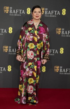 Isabella Rossellini, İngiltere 'nin başkenti Londra' da 16 Şubat 2025 tarihinde The Royal Festival Hall 'da 2025 BAFTA Film Ödüllerine katılır..