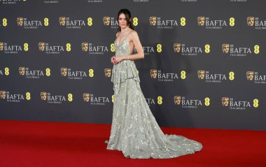 Stacy Martin, İngiltere 'nin Londra şehrinde 16 Şubat 2025' te The Royal Festival Hall 'da 2025 BAFTA Film Ödülleri' ne katılır..