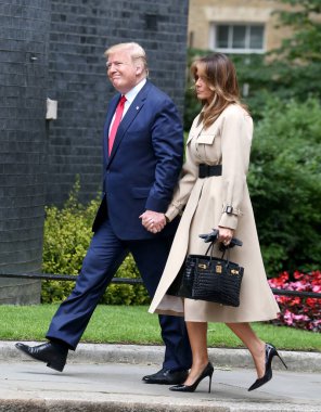  ABD Başkanı Donald Trump ve First Lady Melania Trump, 4 Haziran 2019 'da İngiltere' nin başkenti Londra 'ya vardılar.. 