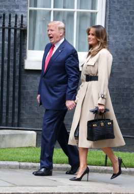  ABD Başkanı Donald Trump ve First Lady Melania Trump, 4 Haziran 2019 'da İngiltere' nin başkenti Londra 'ya vardılar.. 
