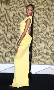 Jourdan Dunn, İngiltere 'nin başkenti Londra' da bulunan Sinema Dünyası Leicester Meydanı 'nda düzenlenen Kara Panter Wakanda Ebedi Avrupa Premiere' sine katılır..