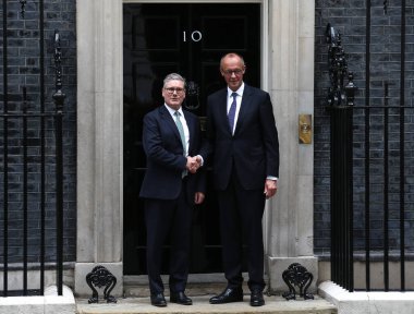 Friedrich Merz, Almanya Başbakanı ve İngiltere Başbakanı Sir Keir Starmer, 17 Temmuz 2025 'te İngiltere' nin başkenti Londra 'da 10..
