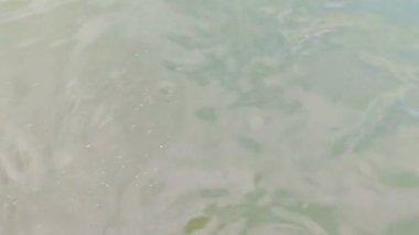 Yumuşak, doğal dokularla kumların üzerinde dalgalanan sığ sahil suyu manzarası..