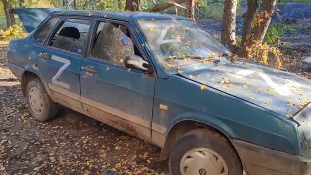 Kherson Ukraine October 2022 Abandoned Russian Car — Wideo stockowe