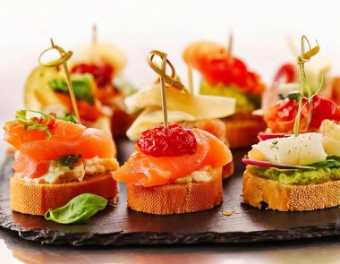 Gurme kanepeler, şamdan kapları.