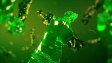 Gummy Venus de Milo Heykeli 3 boyutlu kusursuz döngü animasyonu. Jöleli şekerler dönüyor. Şekerci dükkanı kavramı, tatlı, lezzetli, tatlı, şeker.