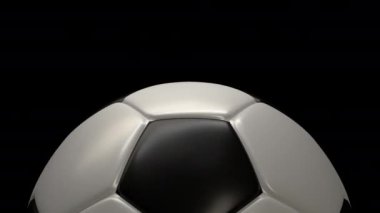 Futbol topu şeffaf alfa kanalında dönüyor. Futbol topunun ilerleyişine bakış açısı. 3 boyutlu canlandırma yapılıyor. 4K Kusursuz döngü.