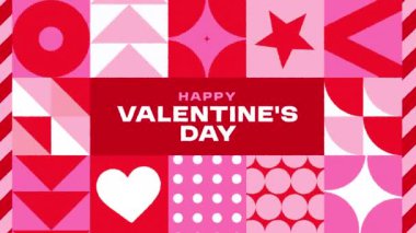 Sevgililer Günü 'nüz kutlu olsun, modern moda soyut geometrik desenli animasyon 4k dikişsiz döngü..